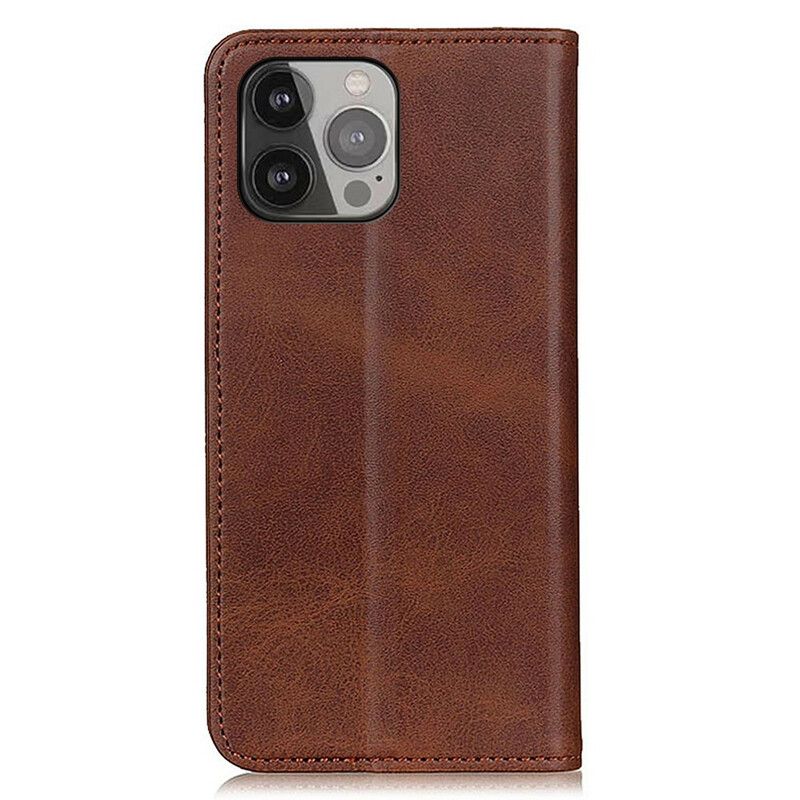 Folio Deksel iPhone 13 Pro Max Litchi Split Leather