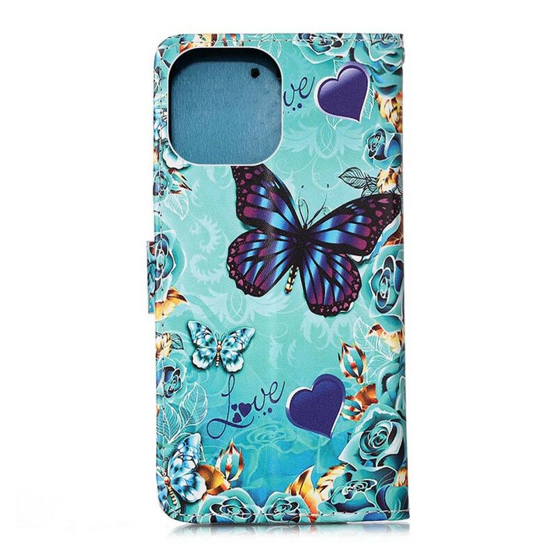 Folio Deksel iPhone 13 Pro Max Love Butterflies Strappy