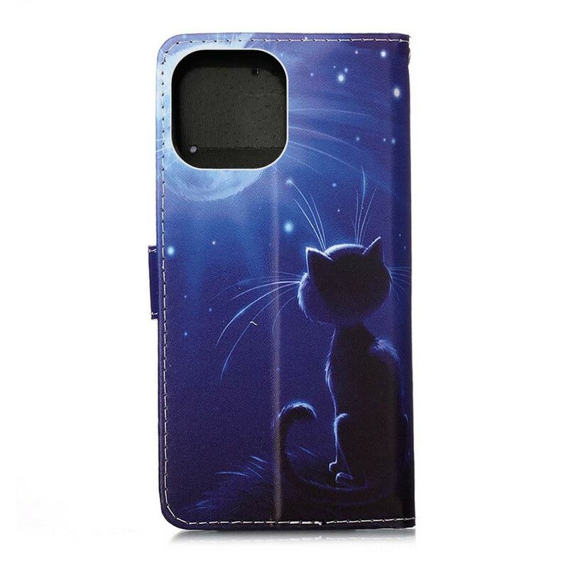 Folio Deksel iPhone 13 Pro Max Moonlight Cat Beskyttelse Deksel