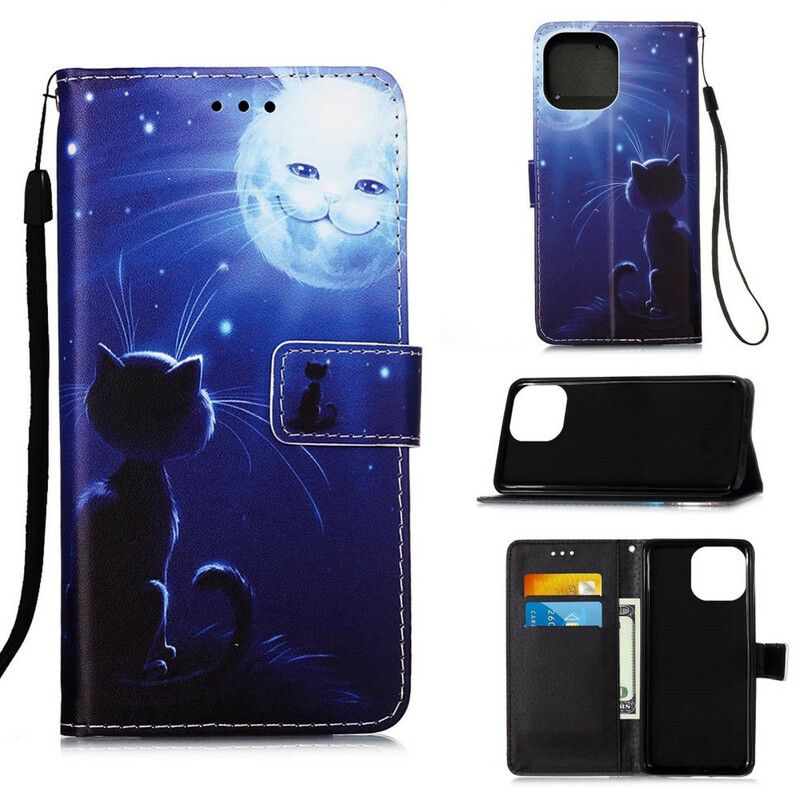 Folio Deksel iPhone 13 Pro Max Moonlight Cat Beskyttelse Deksel