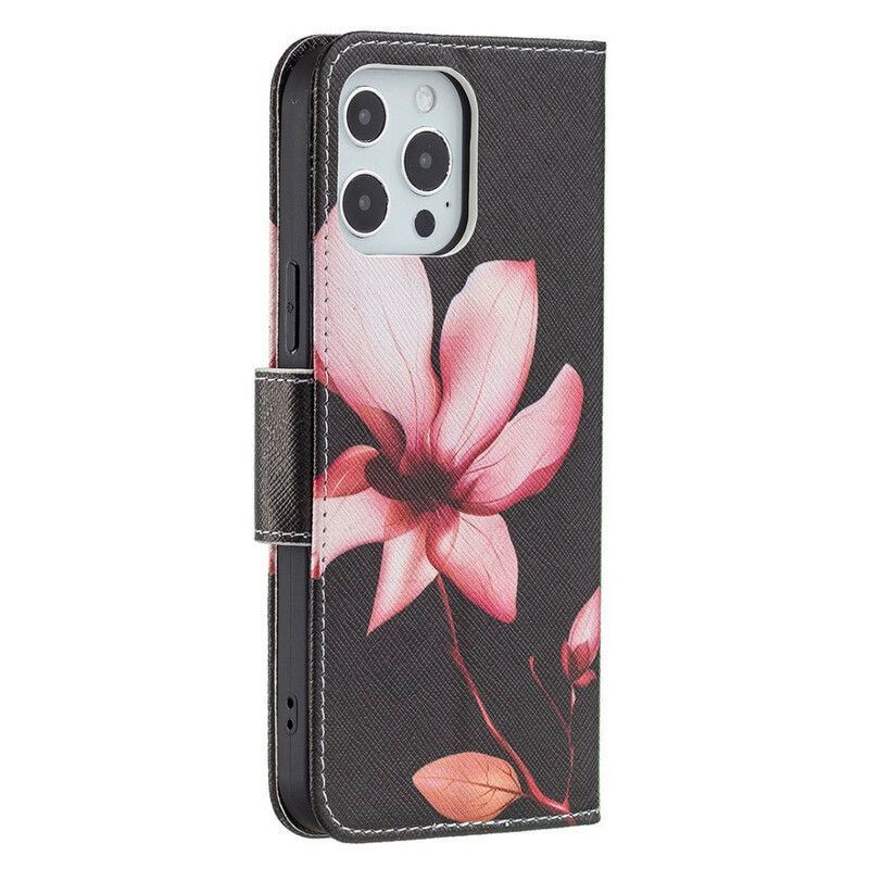 Folio Deksel iPhone 13 Pro Max Rosa Blomst