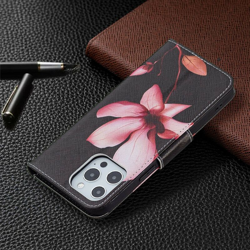 Folio Deksel iPhone 13 Pro Max Rosa Blomst