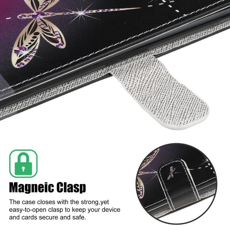 Folio Deksel iPhone 13 Pro Max Strappy Dragonflies