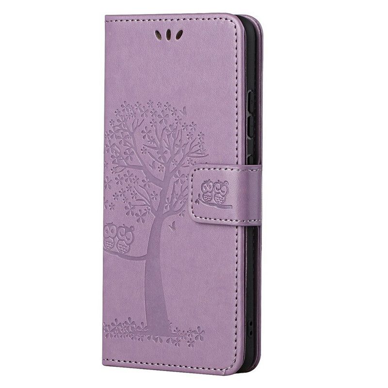 Folio Deksel iPhone 13 Pro Max Tree Og Strappy Owls Beskyttelse Deksel