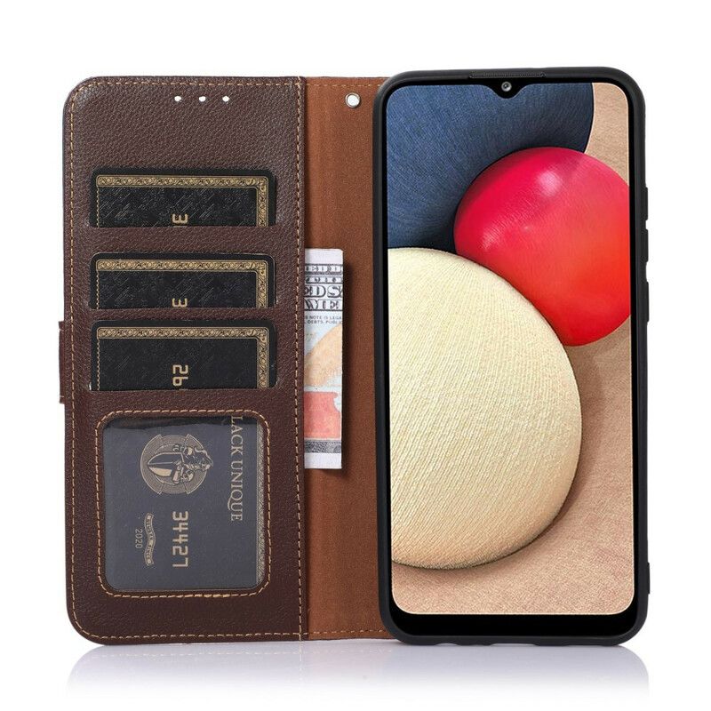 Lærdeksel Folio Deksel iPhone 13 Pro Max Litchi Style Rfid Khazneh