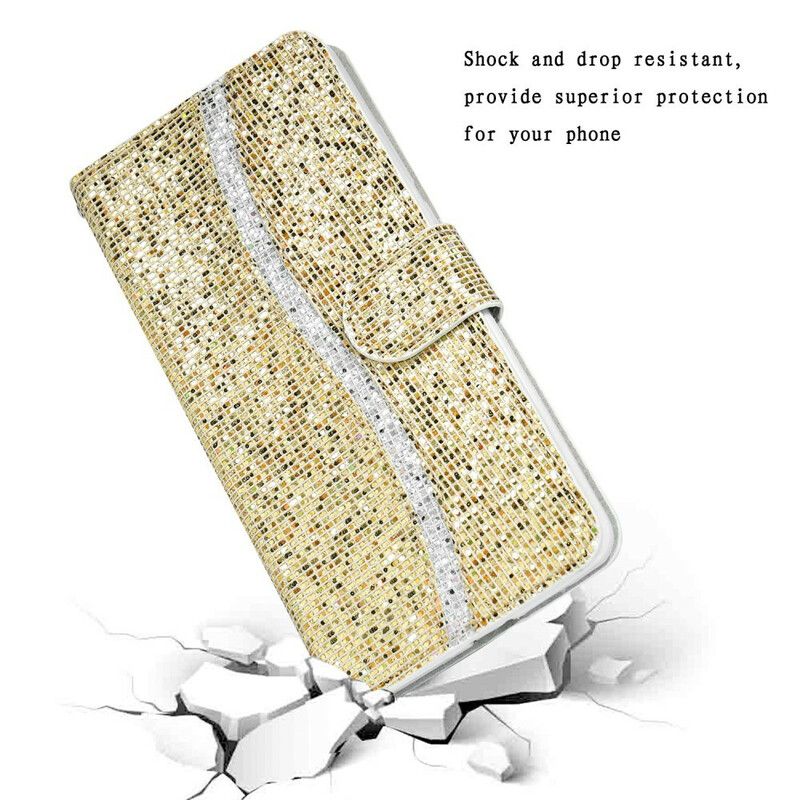 Lærdeksel Folio Deksel iPhone 13 Pro Max Mobildeksel Glitter S Design