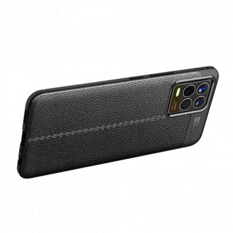 Deksel Realme 8 / 8 Pro Mobildeksel Double Line Litchi Leather Effect