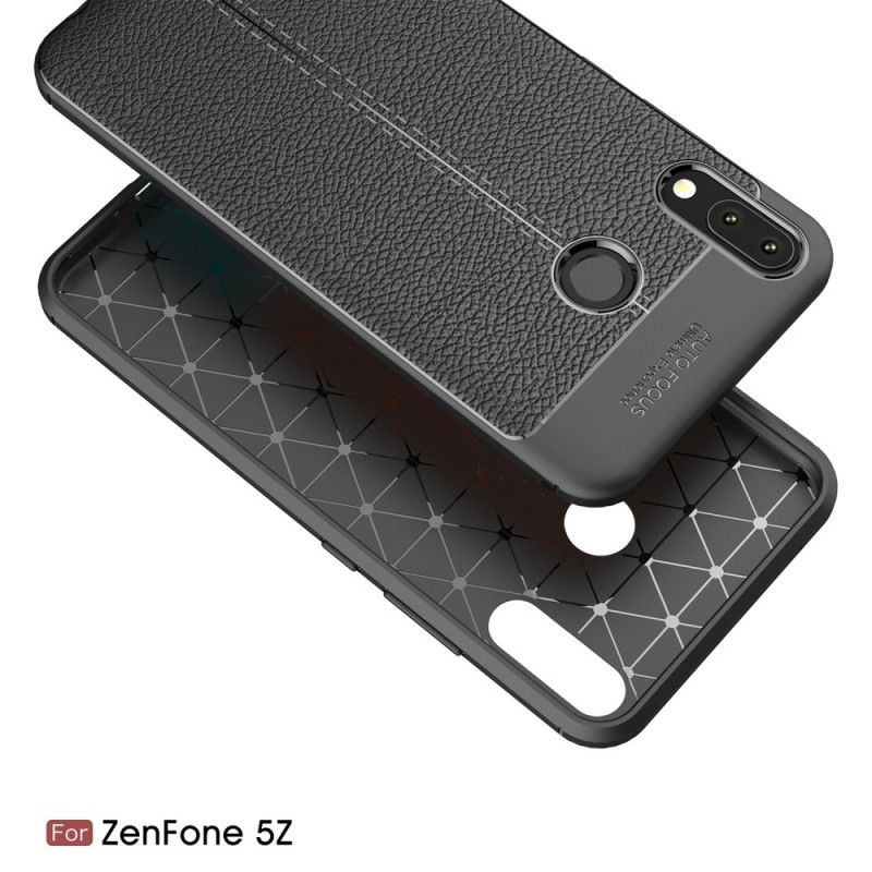 Deksel for Asus ZenFone 5 / 5Z Svart Dobbeltlinjet Litchi-Læreffekt