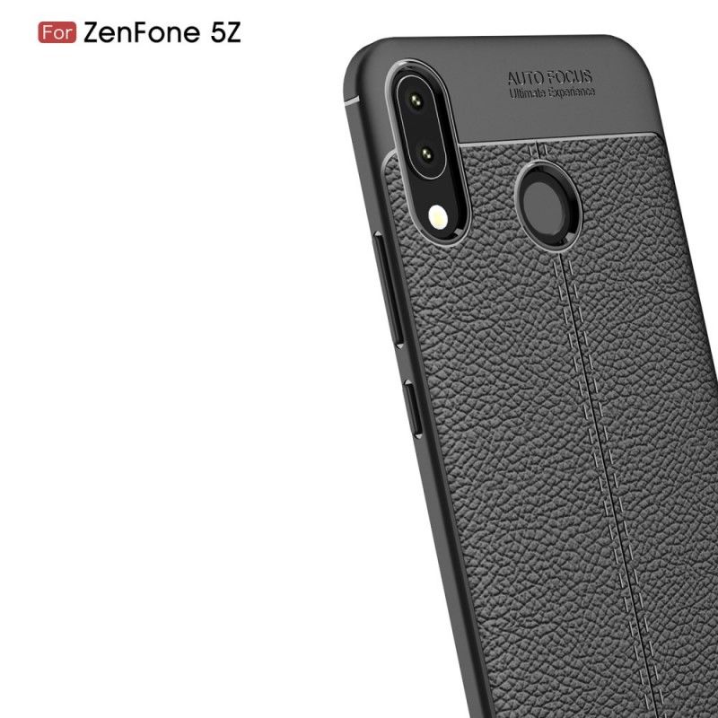 Deksel for Asus ZenFone 5 / 5Z Svart Dobbeltlinjet Litchi-Læreffekt