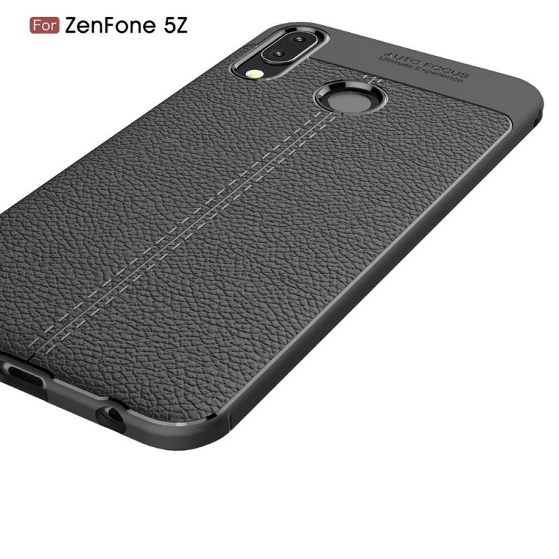 Deksel for Asus ZenFone 5 / 5Z Svart Dobbeltlinjet Litchi-Læreffekt