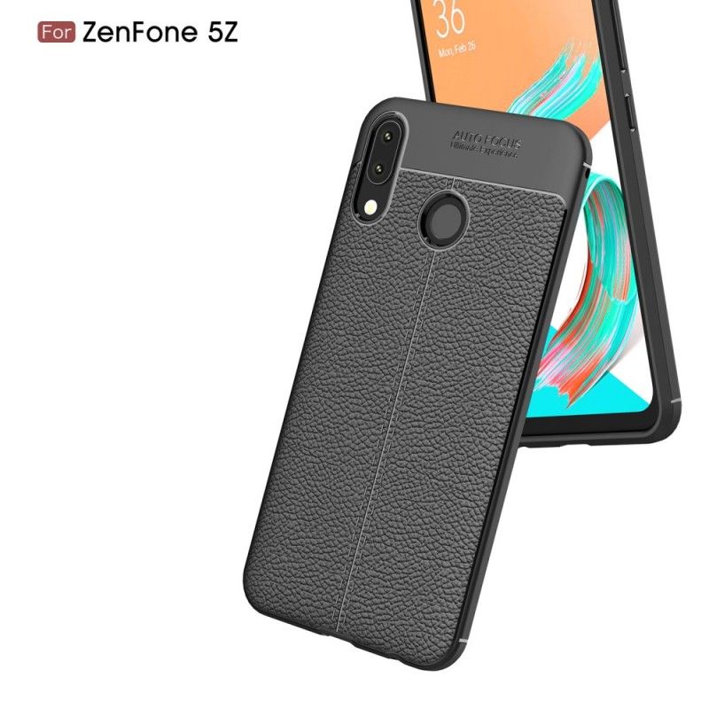 Deksel for Asus ZenFone 5 / 5Z Svart Dobbeltlinjet Litchi-Læreffekt