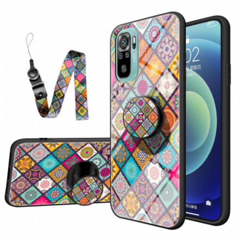 Deksel Til Xiaomi Redmi Note 10 / 10S Patchwork Magnetisk Holder