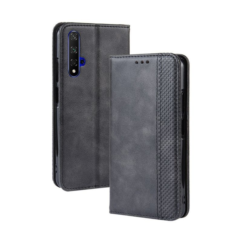 Folio Deksel for Huawei Nova 5T Svart Stilisert Vintage Skinneffekt