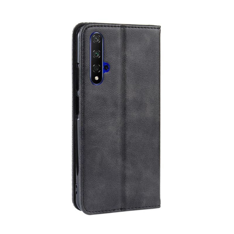 Folio Deksel for Huawei Nova 5T Svart Stilisert Vintage Skinneffekt