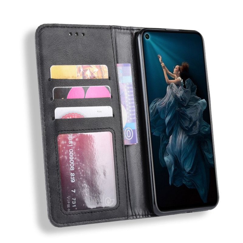 Folio Deksel for Huawei Nova 5T Svart Stilisert Vintage Skinneffekt