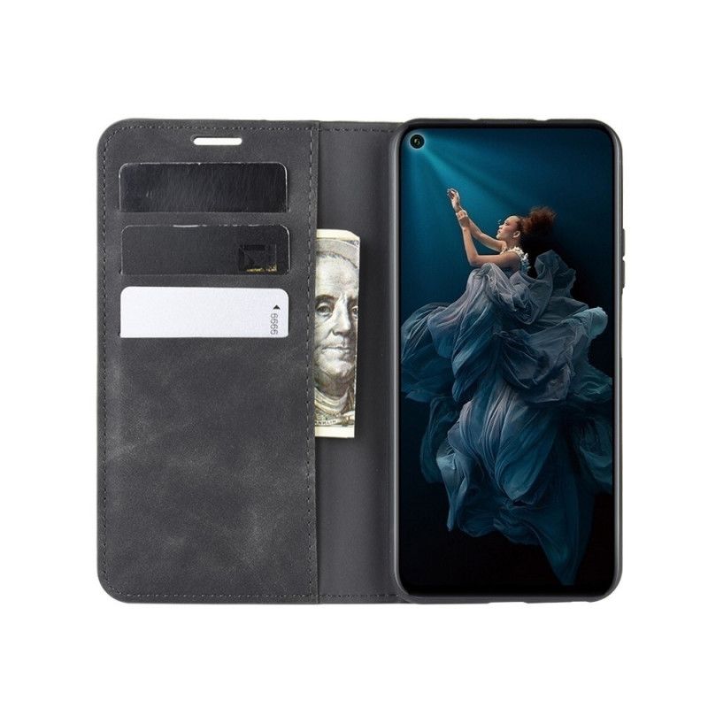 Folio Deksel Huawei Nova 5T Svart Elegant Skinneffekt