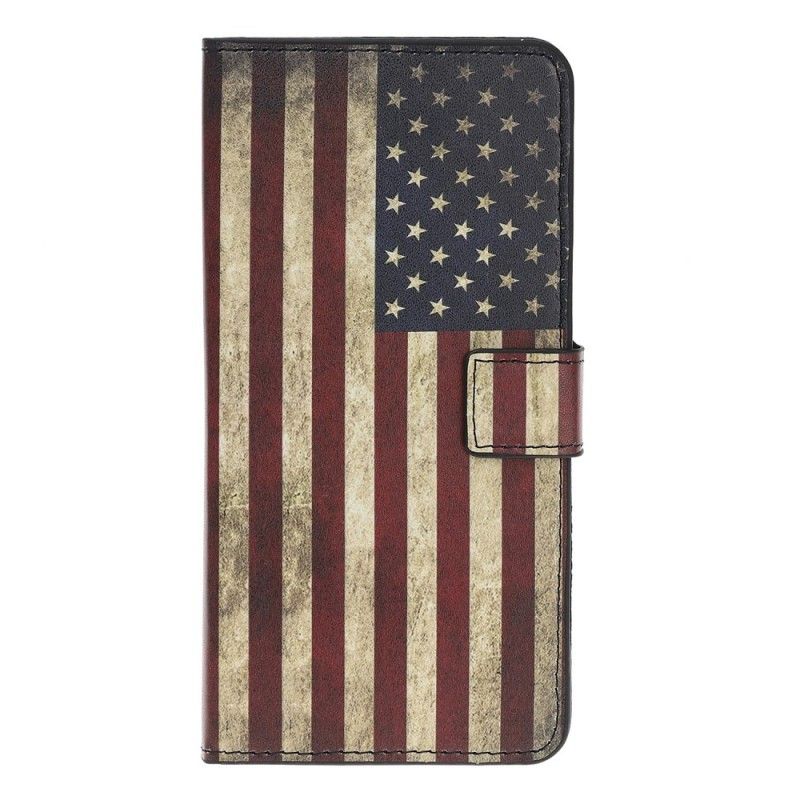 Lærdeksel Folio Deksel Huawei Nova 5T Mobildeksel Amerikansk Flagg