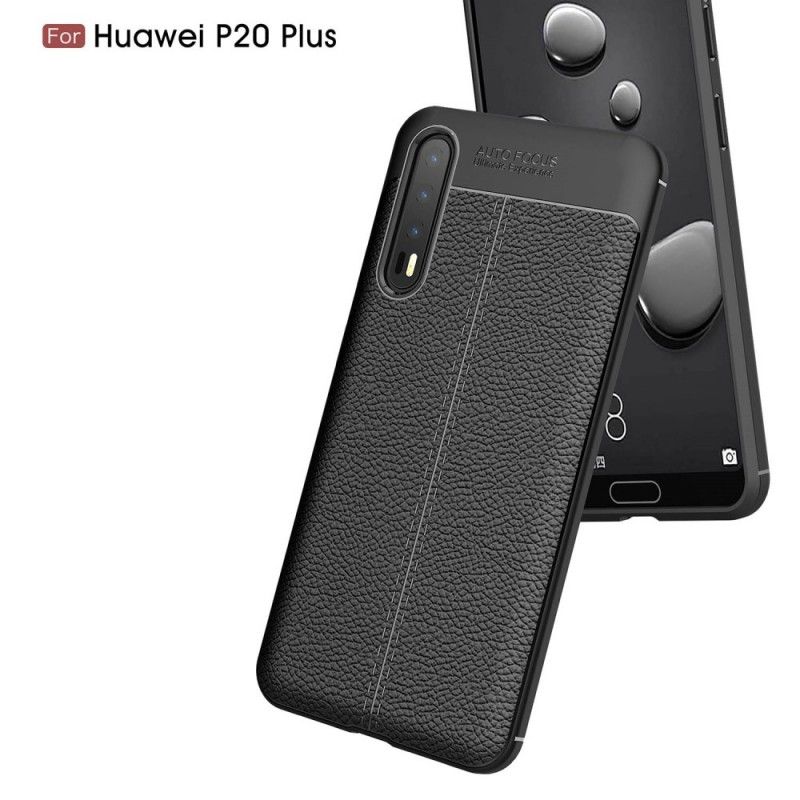 Deksel Huawei P20 Pro Svart Dobbeltlinjet Litchi-Læreffekt