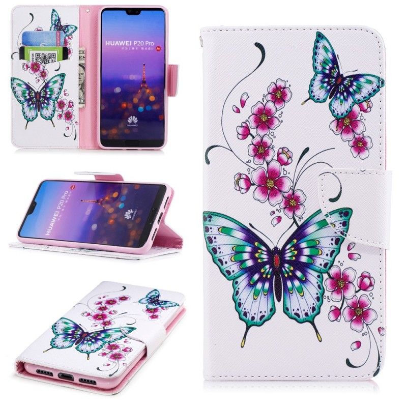 Folio Deksel for Huawei P20 Pro Fantastiske Sommerfugler