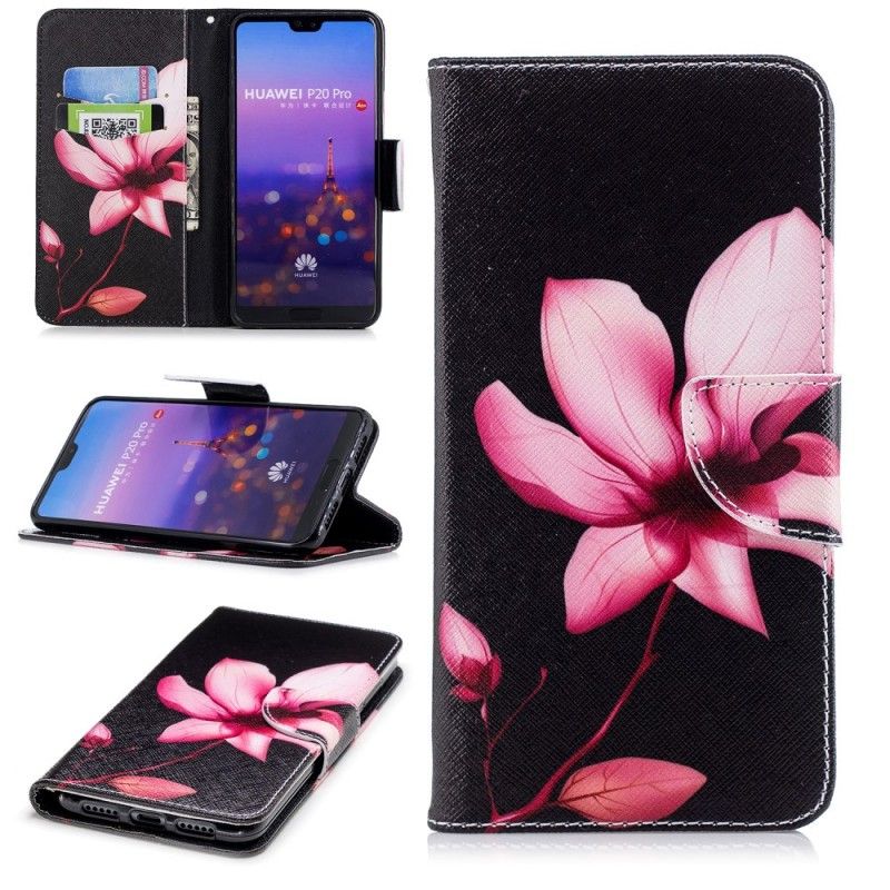 Folio Deksel Huawei P20 Pro Rosa Blomst Beskyttelse