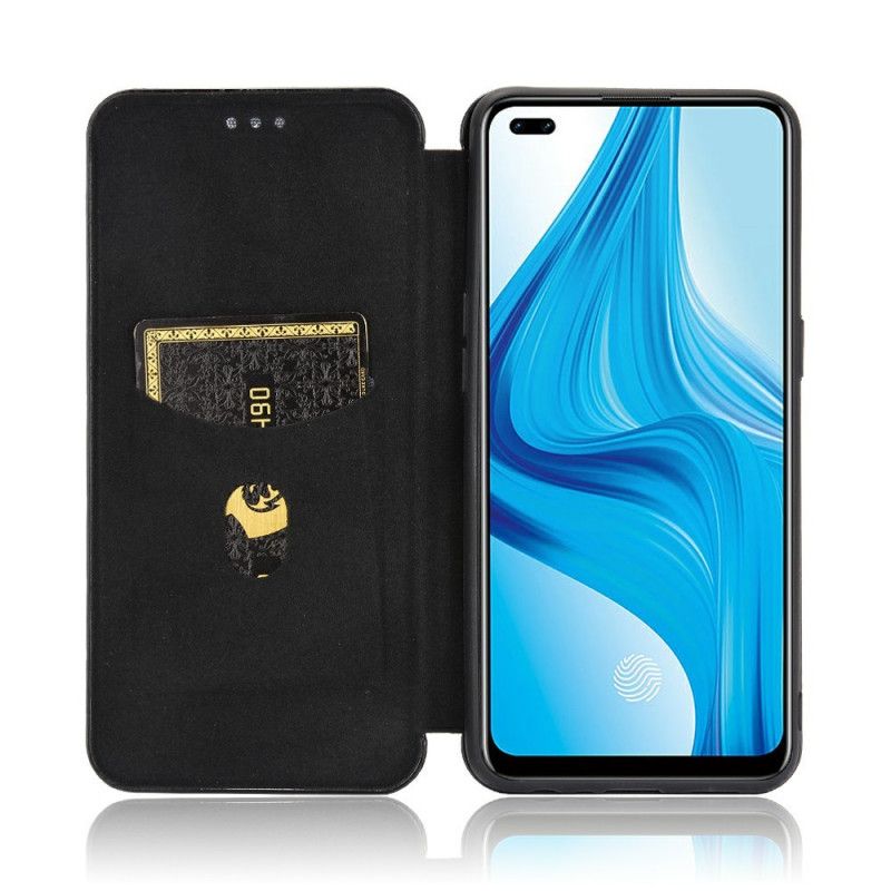 Folio Deksel Realme 7 Pro Svart Farget Karbon Silikon