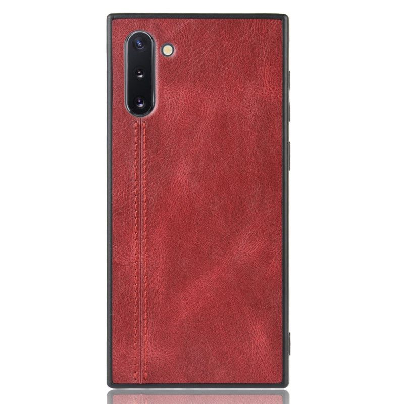 Deksel for Samsung Galaxy Note 10 Svart Sydd Skinneffekt