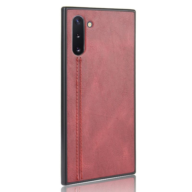 Deksel for Samsung Galaxy Note 10 Svart Sydd Skinneffekt