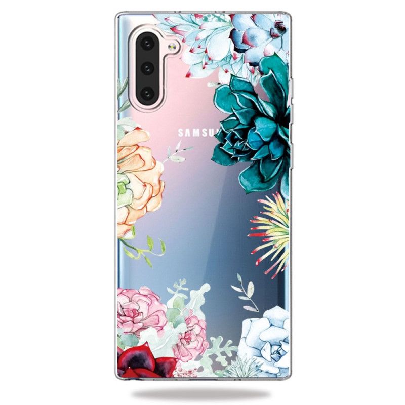 Deksel Samsung Galaxy Note 10 Gjennomsiktige Akvarellblomster Anti-fall