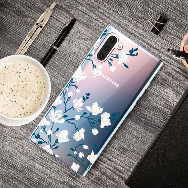 Deksel Samsung Galaxy Note 10 Hvite Blomster