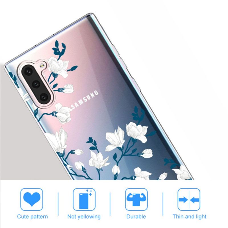 Deksel Samsung Galaxy Note 10 Hvite Blomster