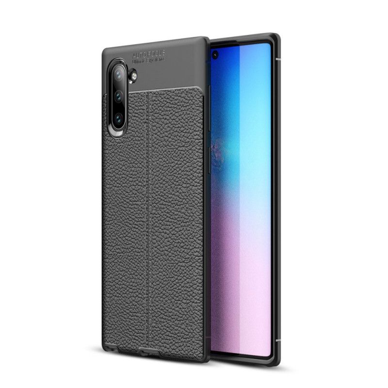 Deksel Samsung Galaxy Note 10 Svart Dobbeltlinje Litchi-Skinneffekt