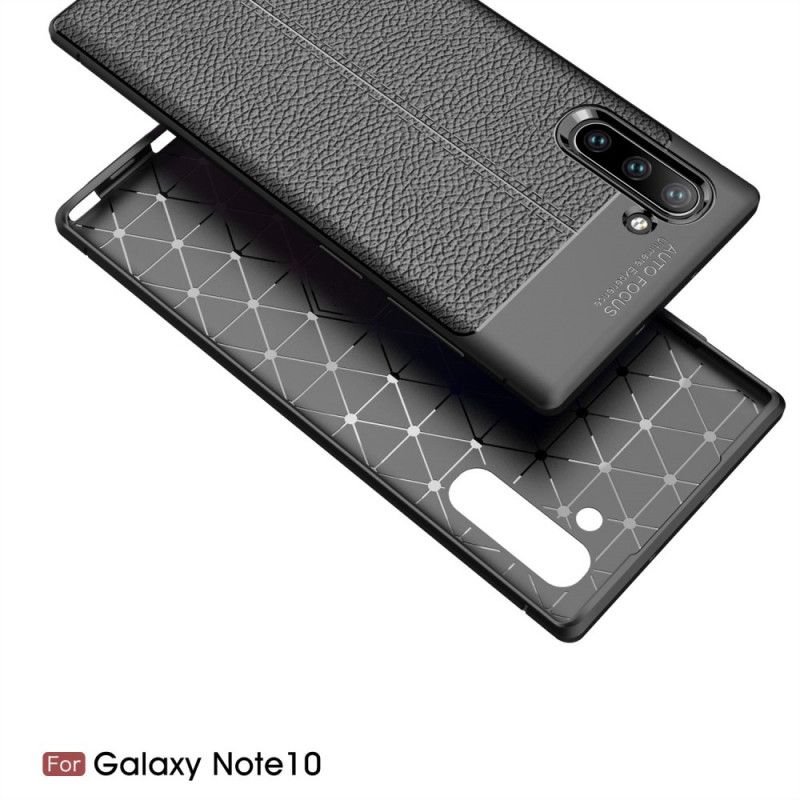 Deksel Samsung Galaxy Note 10 Svart Dobbeltlinje Litchi-Skinneffekt