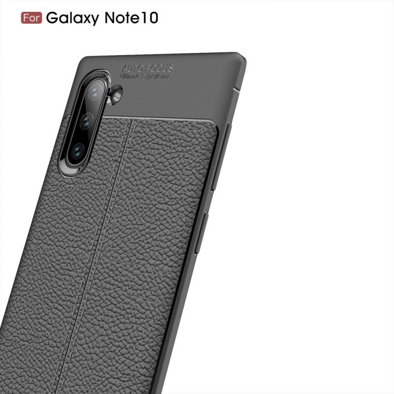 Deksel Samsung Galaxy Note 10 Svart Dobbeltlinje Litchi-Skinneffekt