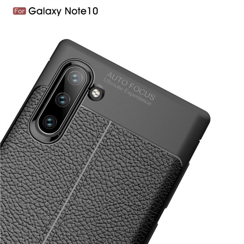 Deksel Samsung Galaxy Note 10 Svart Dobbeltlinje Litchi-Skinneffekt