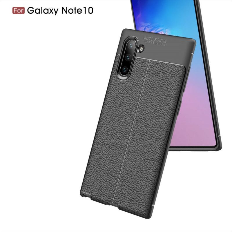 Deksel Samsung Galaxy Note 10 Svart Dobbeltlinje Litchi-Skinneffekt