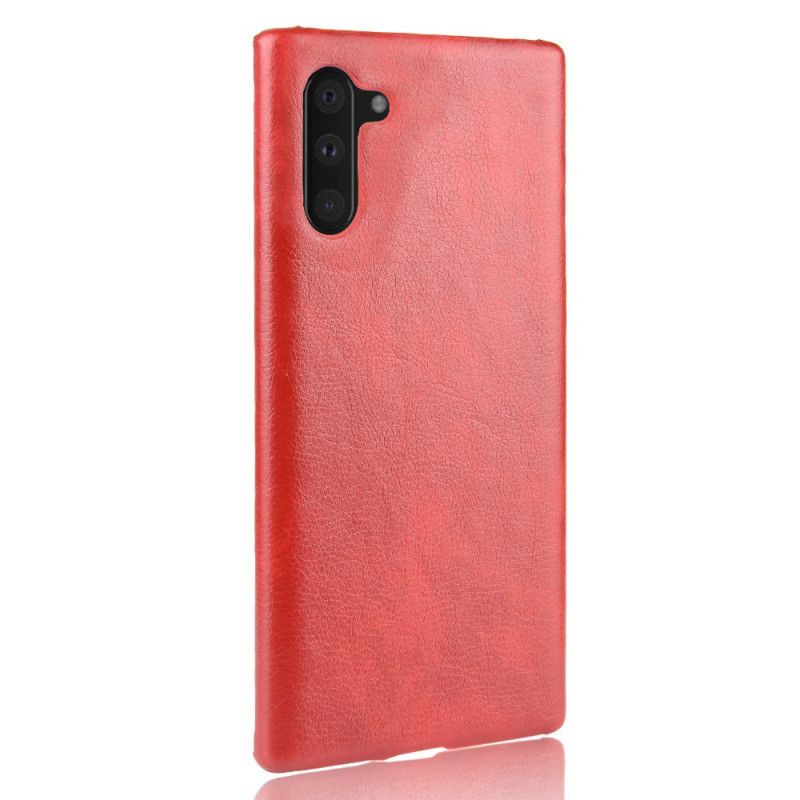 Deksel Samsung Galaxy Note 10 Svart Litchi-Skinneffekt