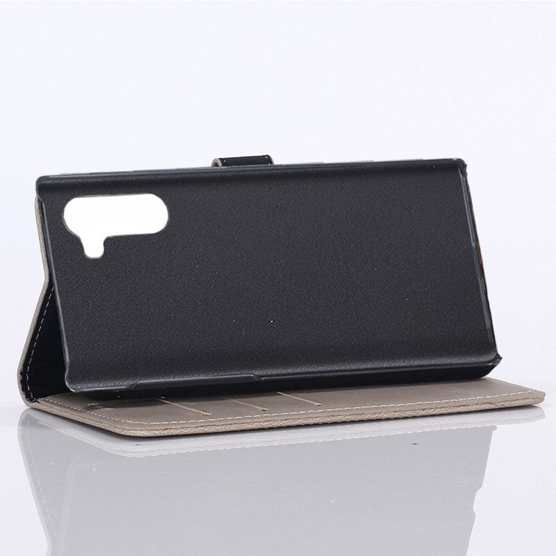 Folio Deksel for Samsung Galaxy Note 10 Svart Vintage Skinndesign