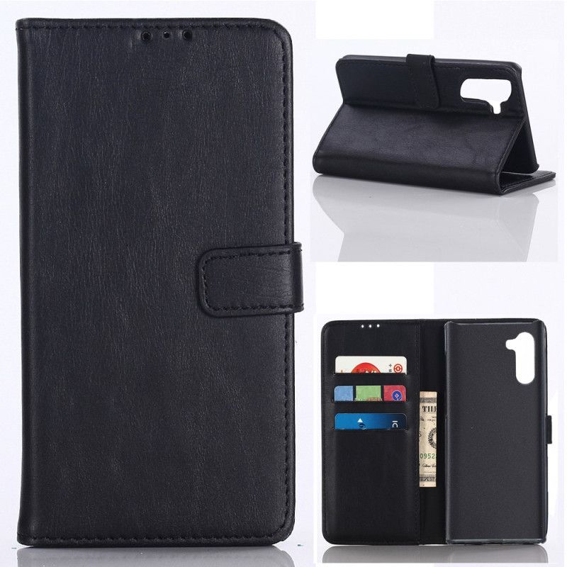 Folio Deksel for Samsung Galaxy Note 10 Svart Vintage Skinndesign