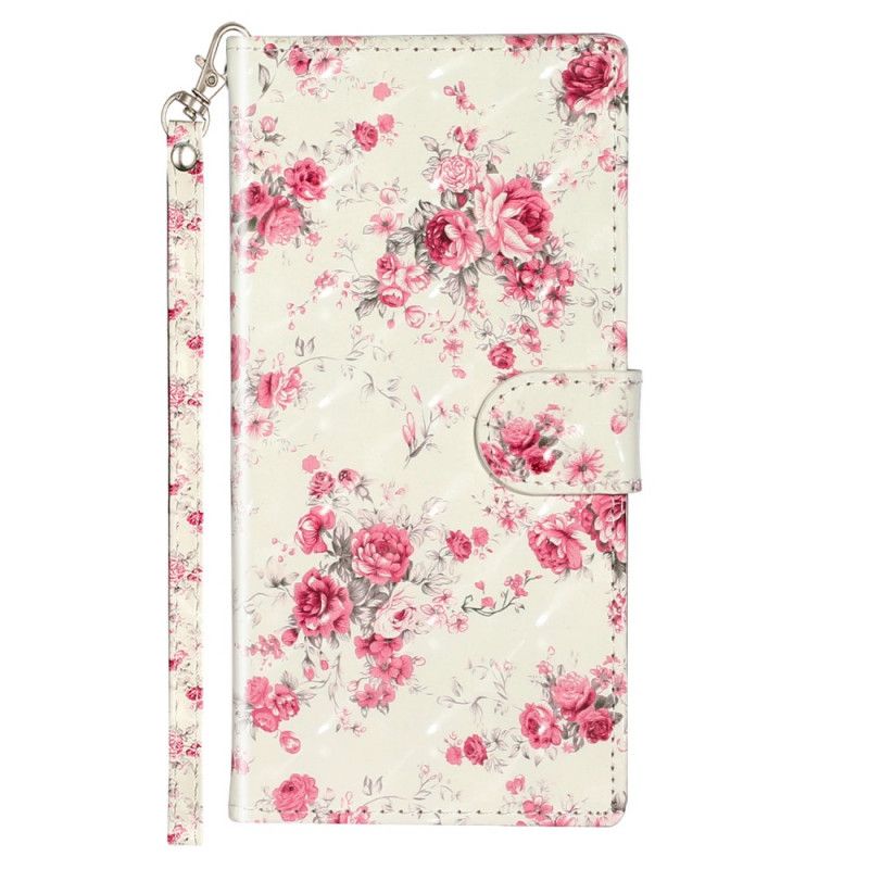 Folio Deksel Samsung Galaxy Note 10 Blomsterlys Flekker Med Stropp