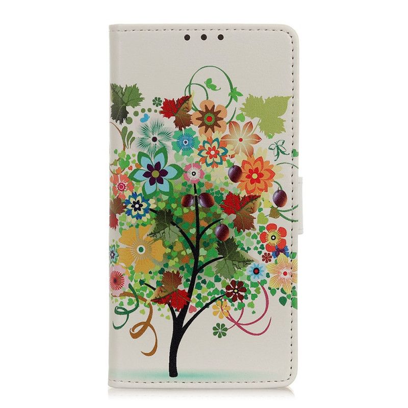 Folio Deksel Samsung Galaxy Note 10 Lyseblå Blomstrende Tre