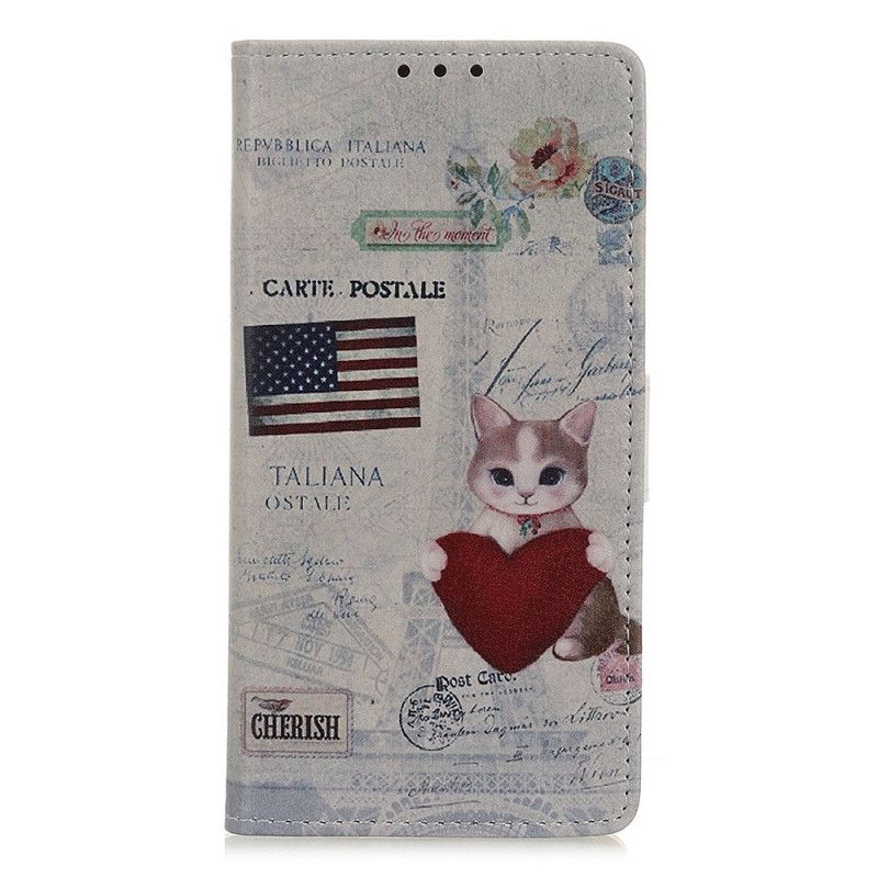 Folio Deksel Samsung Galaxy Note 10 Omreisende Katt