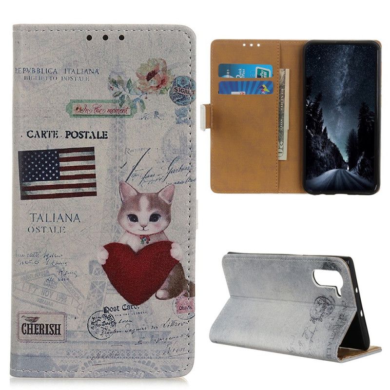 Folio Deksel Samsung Galaxy Note 10 Omreisende Katt