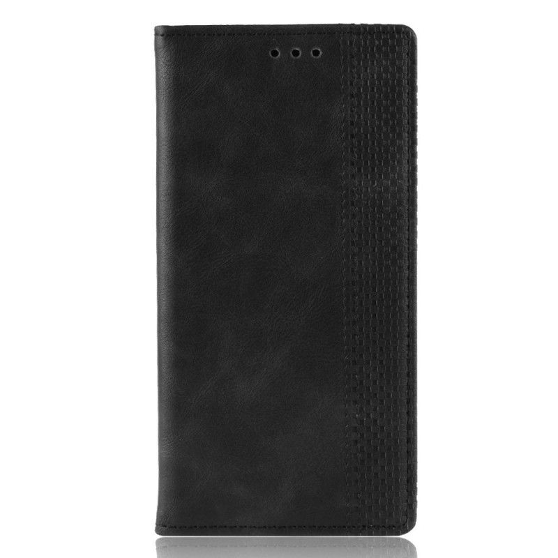 Folio Deksel Samsung Galaxy Note 10 Svart Stilisert Vintage-Skinneffekt