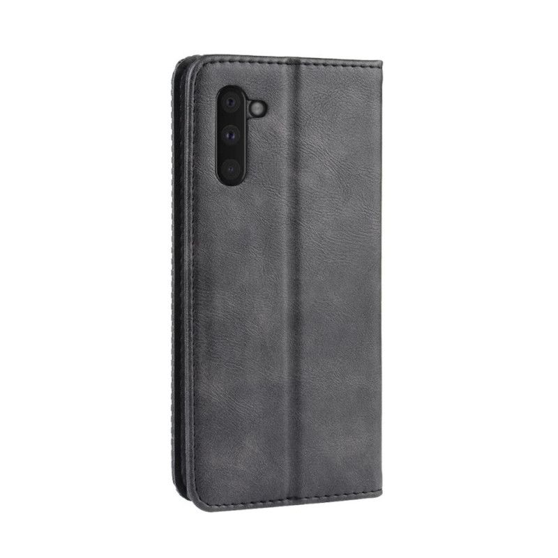 Folio Deksel Samsung Galaxy Note 10 Svart Stilisert Vintage-Skinneffekt