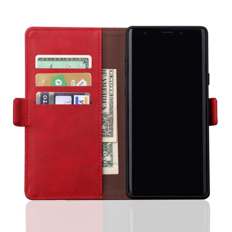 Folio Deksel Samsung Galaxy Note 10 Svart Sydd Skinneffekt