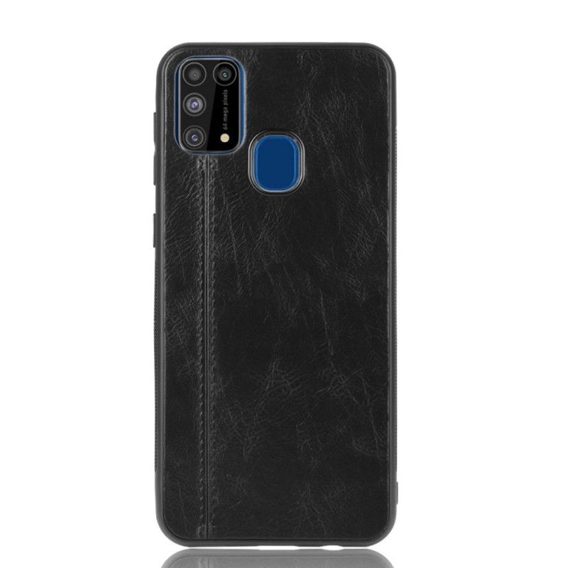 Deksel for Samsung Galaxy M31 Svart Sydd Skinneffekt