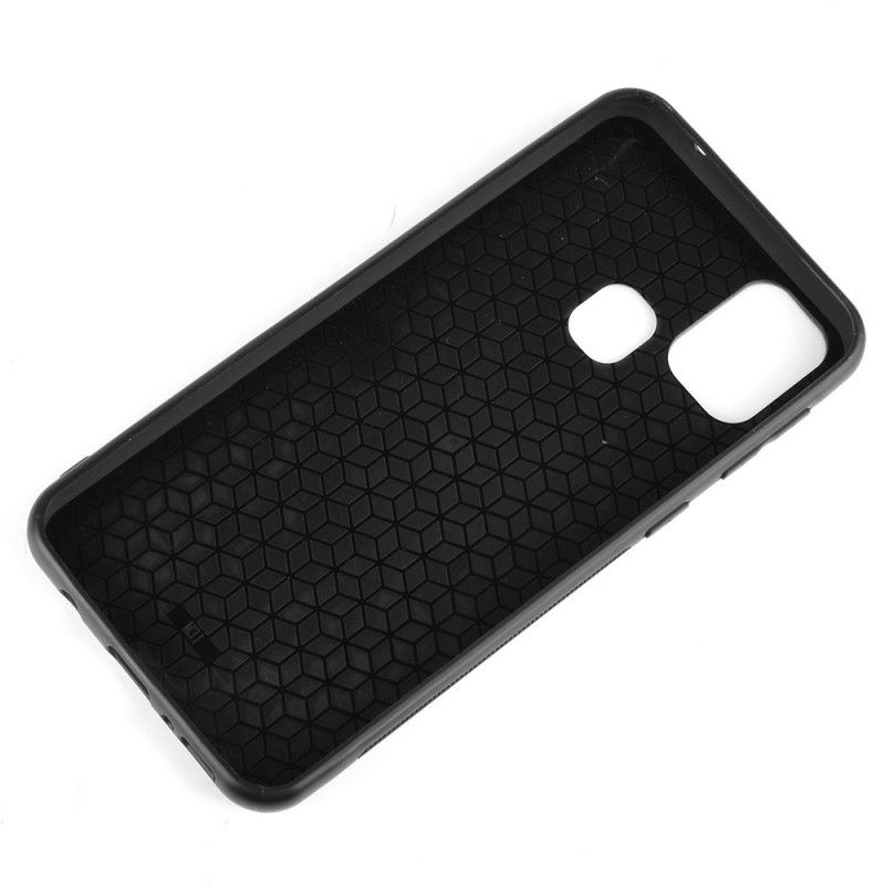 Deksel for Samsung Galaxy M31 Svart Sydd Skinneffekt