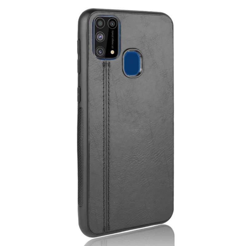 Deksel for Samsung Galaxy M31 Svart Sydd Skinneffekt