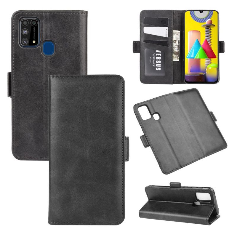 Folio Deksel for Samsung Galaxy M31 Svart Dobbel Klaff