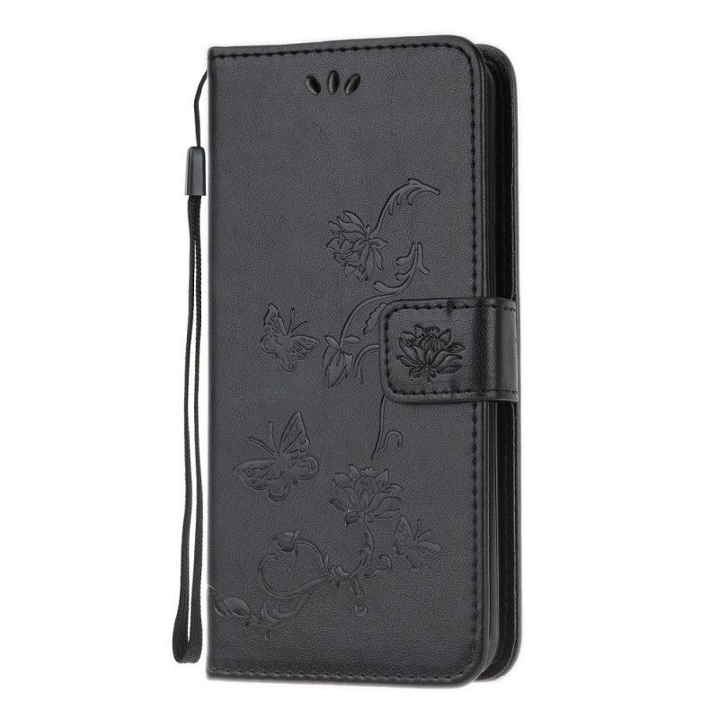 Folio Deksel for Samsung Galaxy M31 Svart Sommerfugler Og Tanga Blomster